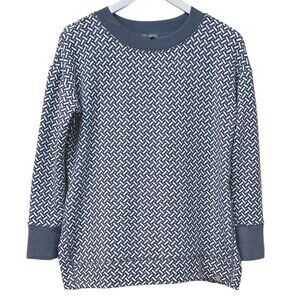 T by Talbots Top Size Small Cozy Pullover Gray Geo Print Long Sleeve Modal
